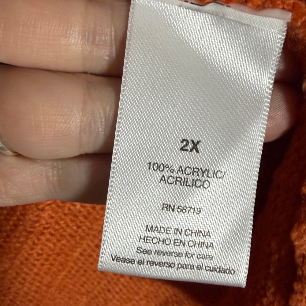 Valerie Stevens‎ Woman Orange Rust Open Front Knit Cardigan Sweater 2X - Picture 4 of 4